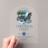 Paard en wagen Blauw Kerstfeest Uitnodigen Acryl Uitnodigingen (Insitu (Draagbaar))