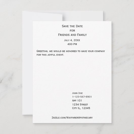 Paard-en-wagen foto monogram uitnodiging huwelijk (Achterkant)