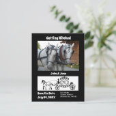 Paard-en-wagen Foto Monogram Uitnodiging Trouwen (Staand voorkant)