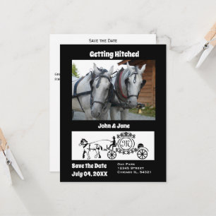 Paard-en-wagen foto monogram uitnodiging voor het