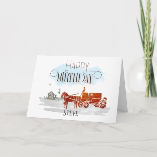paard en wagen  Happy Birthday Kaart (Voorkant)
