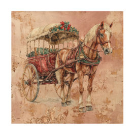 Paard en wagen hout afdruk