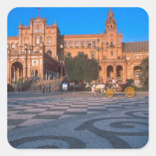 Paard-en-wagen in de Plaza de Espana in Vierkante Sticker