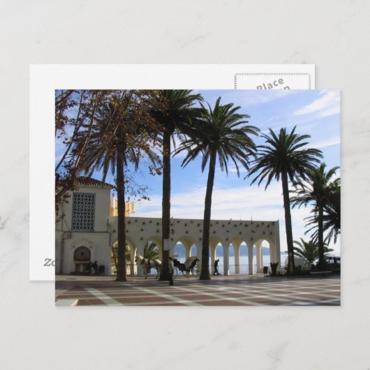 Paard en wagen op de promenade in Nerja, Spanje Briefkaart (Voorkant / Achterkant)