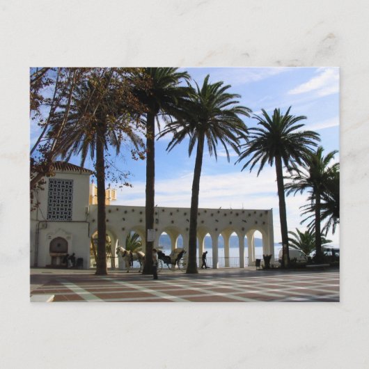 Paard en wagen op de promenade in Nerja, Spanje Briefkaart (Voorkant)