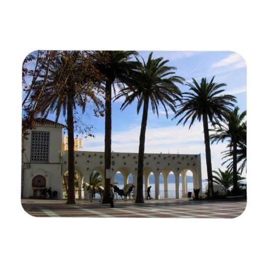 Paard en wagen op de promenade in Nerja, Spanje Magneet (Horizontaal)