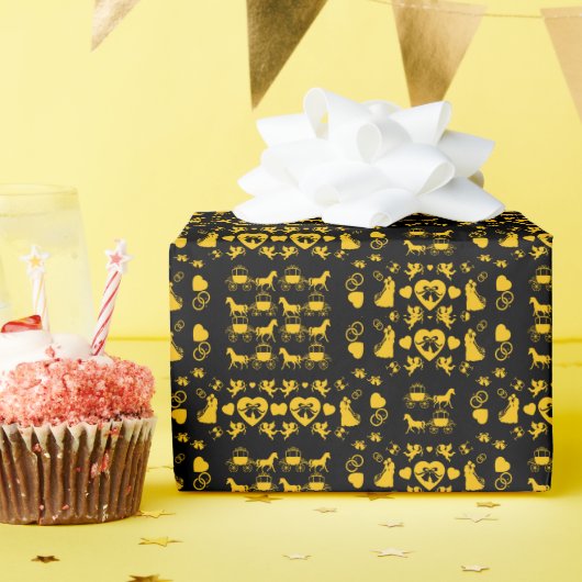 Paard en wagen Romantische bruiloft Cadeaupapier (Verjaardagsfeest)