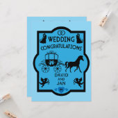 Paard en wagen Romantische bruiloft Kaart (Voorkant / Achterkant in situ)