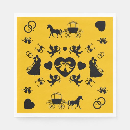 Paard en wagen Romantische bruiloft Servet (Voorkant)