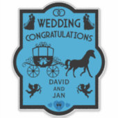 Paard en wagen Romantische bruiloft Sticker (Voorkant)