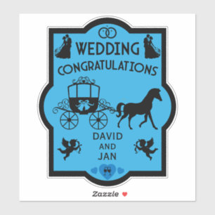 Paard en wagen Romantische bruiloft Sticker
