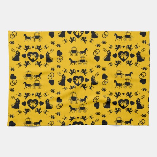 Paard en wagen Romantische bruiloft Theedoek (Horizontaal)