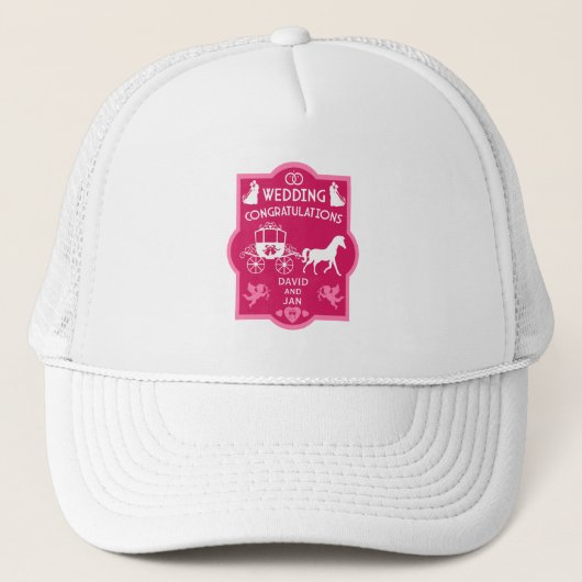 Paard en wagen Romantische bruiloft Trucker Pet (Voorkant)