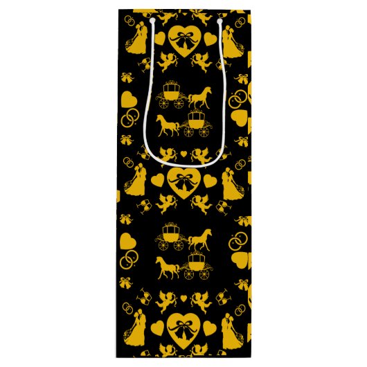 Paard en wagen Romantische bruiloft Wijn Cadeautas (Voorkant)