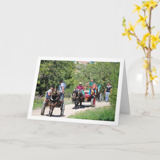 Paard-en-wagens in het park kaart (Gele Bloem)