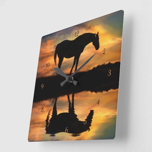 paard en water vierkante klok (Hoek)