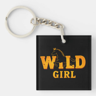 Paard en 'Wild Girl'-bord Sleutelhanger