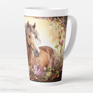 Paard en wilde bloemen latte mok