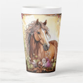 Paard en wilde bloemen latte mok (Voorkant)