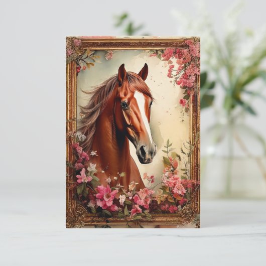 Paard en wilde bloemen Note Kaart (Staand voorkant)