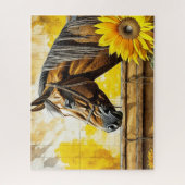 Paard en Zonnebloem Mooie AI Art Legpuzzel (Verticaal)