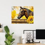 Paard en Zonnebloem Mooie AI Art Poster (Thuiskantoor)