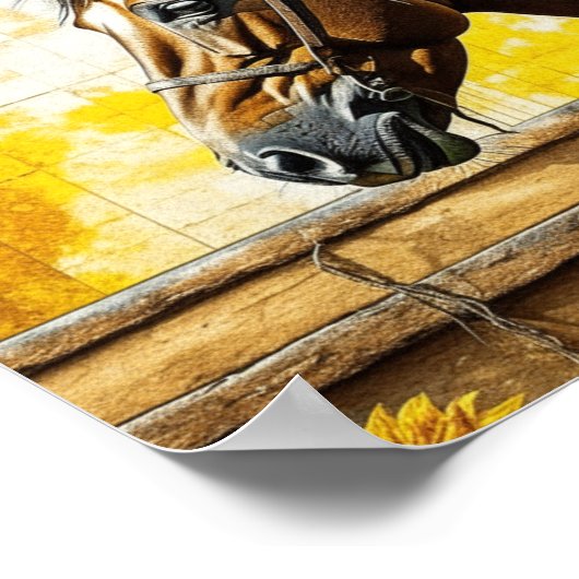 Paard en Zonnebloem Mooie AI Art Poster (Hoek)