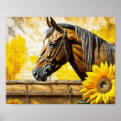 Paard en Zonnebloem Mooie AI Art Poster (Voorkant)