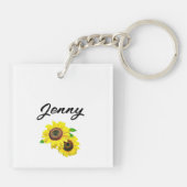 Paard en Zonnebloem Mooie AI Kunst Gepersonaliseer Sleutelhanger (Achterkant)