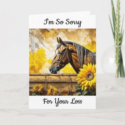 Paard en Zonnebloem | Sorry voor uw verlies Kaart (Voorkant)