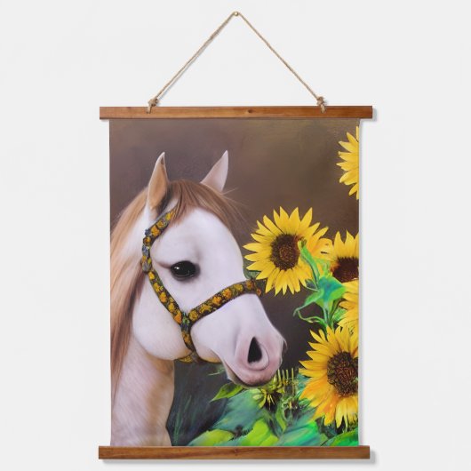 Paard en zonnebloemen hangend wandkleed (Voorkant)