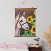 Paard en zonnebloemen hangend wandkleed (Slaapkamer)