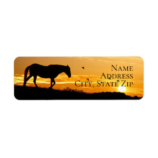 Paard en zonsondergang retouradres etiket