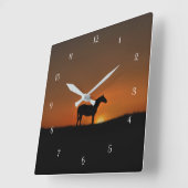 Paard en zonsopgang vierkante klok (Hoek)