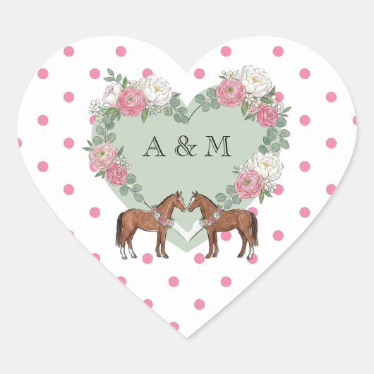 Paard Equestrian Huwelijk Hart Sticker (Voorkant)