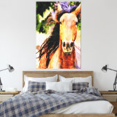 *~* Paard Equine AR22 Zwart Mane Art Canvas Print (Insitu (Slaapkamer))