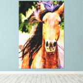 *~* Paard Equine AR22 Zwart Mane Art Canvas Print (Insitu (Houten vloer))