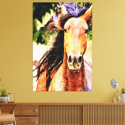 *~* Paard Equine AR22 Zwart Mane Art Canvas Print (Insitu (Woonkamer))