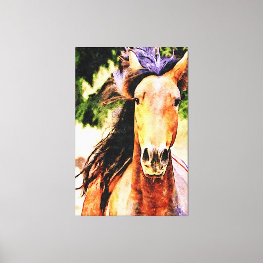 *~* Paard Equine AR22 Zwart Mane Art Canvas Print (Voorkant)