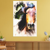 *~* Paard Equine AR22 Zwart Mane Muur Canvas Print (Insitu (Woonkamer))