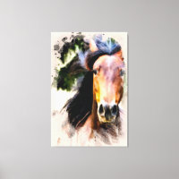 *~* Paard Equine AR22 Zwart Mane Muur Canvas Print
