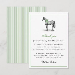Paard Equine Groen Elegant Vintage Baby Borrel Bedankkaart