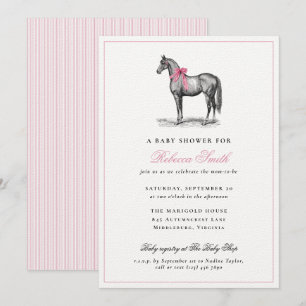 Paard Equine Roze Meisje Elegante Vintage Baby Bor Kaart