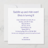 Paard eten taart verjaardag uitnodiging, Paard lie Kaart (Achterkant)