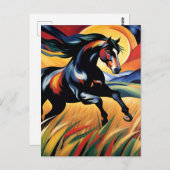 Paard Galloping in een Tarweveld Briefkaart (Voorkant / Achterkant)
