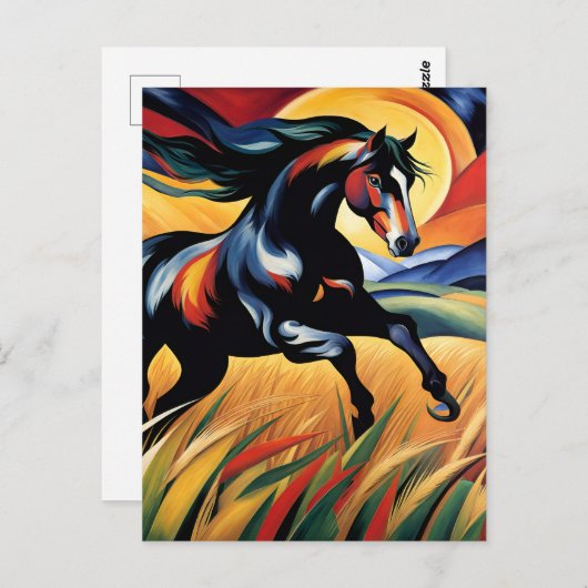 Paard Galloping in een Tarweveld Briefkaart (Voorkant / Achterkant)