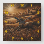 Paard galopperen op Sunrise Hills Vierkante Klok (Voorkant)