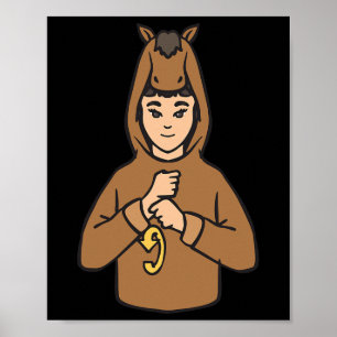 Paard Gebarentaal Hand Gebaar Dove Gehoorverlies B Poster