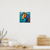 Paard Gebrandschilderd Elegante Kleurrijke Mozaïek Poster (Keuken)