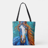 Paard Gebrandschilderd Glas Tote Bag (Achterkant)